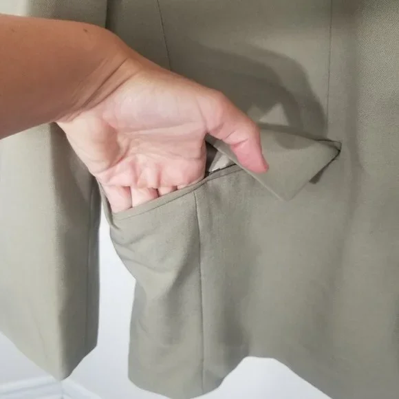 Vintage Boulevard Club Khaki Oversized Professor Wool Blend Blazer Sport Pocket - Picture 4 of 10